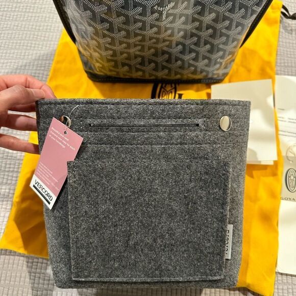 New Goyard Mini Anjou Canvas Leather Reversible Mini Tote Bag Grey White - Picture 14 of 15